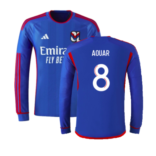 2023-2024 Olympique Lyon Long Sleeve Away Shirt (Aouar 8)