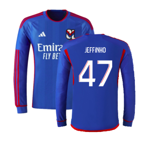 2023-2024 Olympique Lyon Long Sleeve Away Shirt (Jeffinho 47)