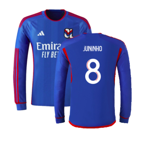 2023-2024 Olympique Lyon Long Sleeve Away Shirt (Juninho 8)