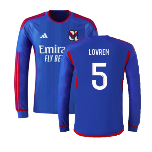 2023-2024 Olympique Lyon Long Sleeve Away Shirt (Lovren 5)