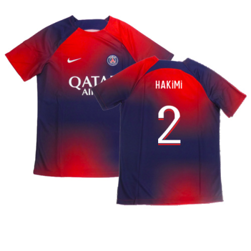 2023-2024 PSG Academy Pro Dri-FIT Pre-Match Shirt (Red) (Hakimi 2)