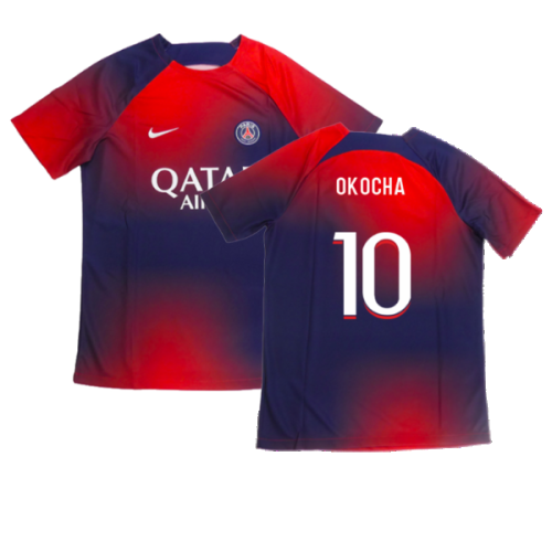 2023-2024 PSG Academy Pro Dri-FIT Pre-Match Shirt (Red) (Okocha 10)