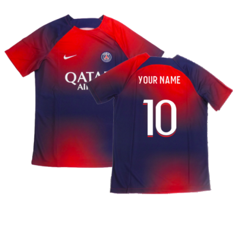 2023-2024 PSG Academy Pro Dri-FIT Pre-Match Shirt (Red) (Your Name)