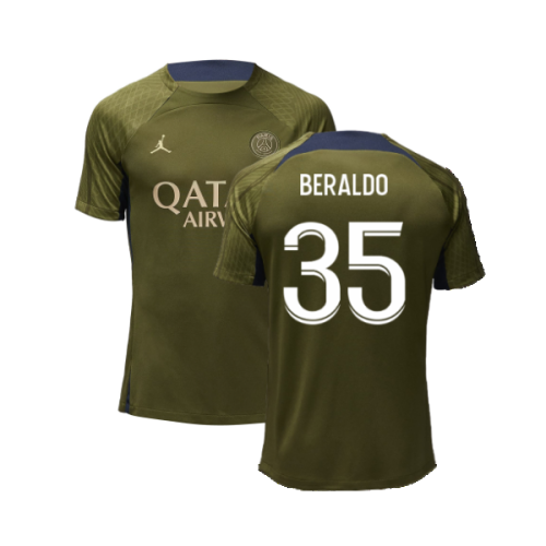 2023-2024 PSG Dri-Fit Strike Fourth Training Shirt (Green Hemp) (Beraldo 35)