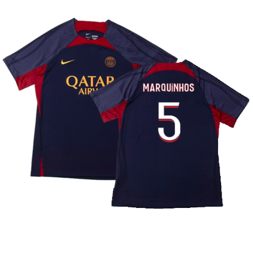 2023-2024 PSG Dri-Fit Strike Training Shirt (Navy) (Marquinhos 5)