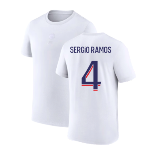 2023-2024 PSG Premium Essentials T-shirt (White) (Sergio Ramos 4)