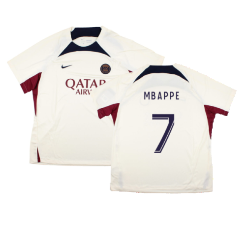 2023-2024 PSG Strike Dri-Fit Training Shirt (Cream) (Mbappe 7)