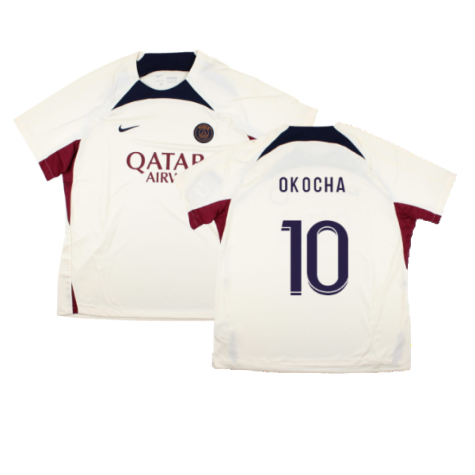 2023-2024 PSG Strike Dri-Fit Training Shirt (Cream) (Okocha 10)