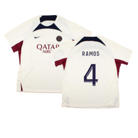 2023-2024 PSG Strike Dri-Fit Training Shirt (Cream) (Sergio Ramos 4)