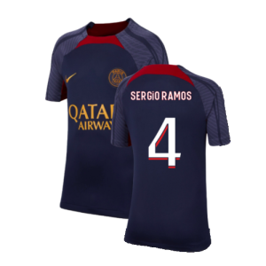 2023-2024 PSG Strike Dri-Fit Training Shirt (Navy) - Kids (Sergio Ramos 4)