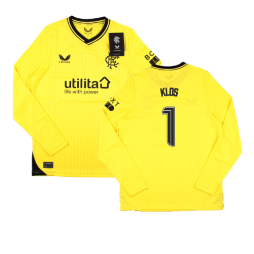 2023-2024 Rangers Home Goalkeeper LS Shirt (Yellow) - Kids (Klos 1)