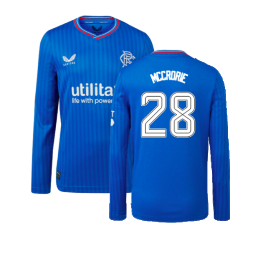 2023-2024 Rangers Long Sleeve Home Shirt (Kids) (McCrorie 28)