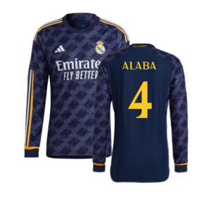 2023-2024 Real Madrid Authentic Long Sleeve Away Shirt (Alaba 4)