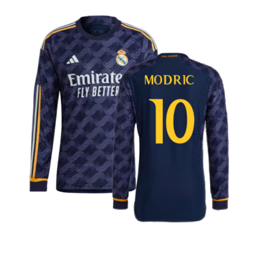 2023-2024 Real Madrid Authentic Long Sleeve Away Shirt (Modric 10)