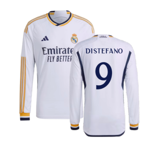 2023-2024 Real Madrid Authentic Long Sleeve Home Shirt (Di Stefano 9)