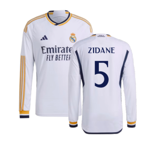 2023-2024 Real Madrid Authentic Long Sleeve Home Shirt (Zidane 5)