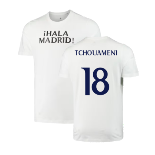 2023-2024 Real Madrid DNA Graphic Tee (White) (Tchouameni 18)