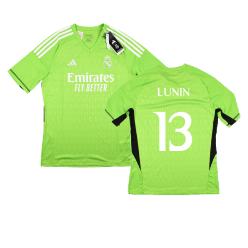 2023-2024 Real Madrid Home Goalkeeper Shirt (Solar Green) - Kids (LUNIN 13)