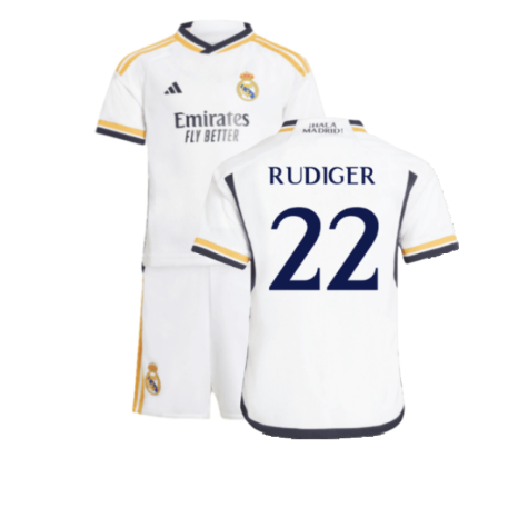 2023-2024 Real Madrid Home Mini Kit (Rudiger 22)