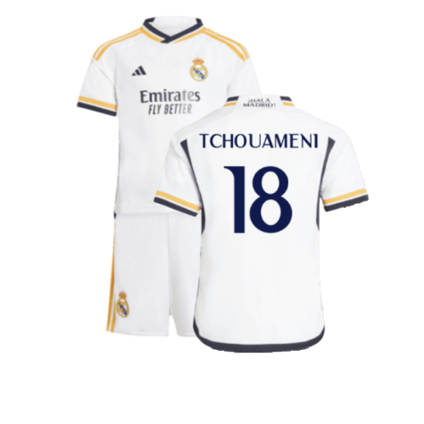 2023-2024 Real Madrid Home Mini Kit (Tchouameni 18)