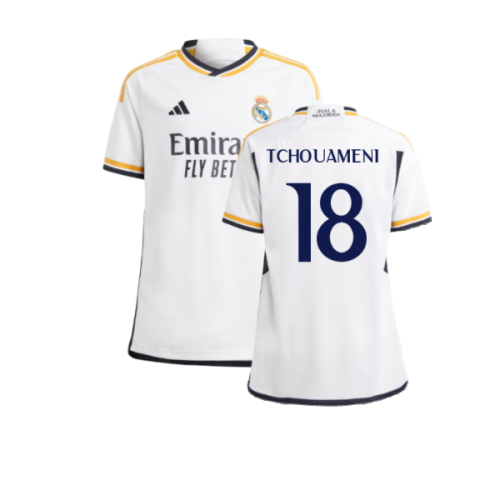 2023-2024 Real Madrid Home Shirt (Kids) (Tchouameni 18)