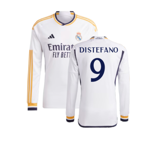 2023-2024 Real Madrid Long Sleeve Home Shirt (Di Stefano 9)