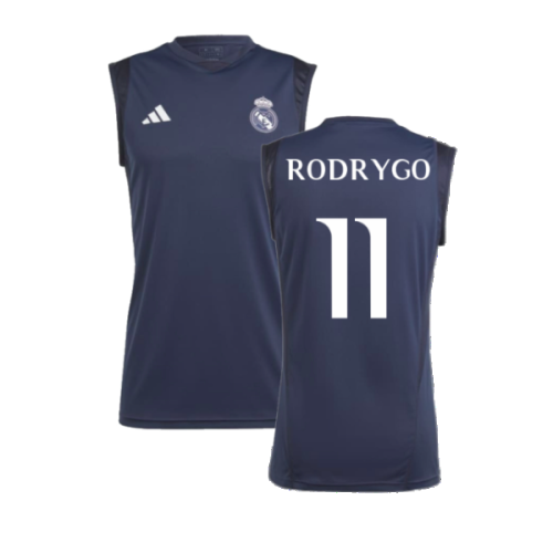 2023-2024 Real Madrid Sleeveless Jersey (Legend Ink) (Rodrygo 11)