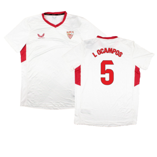 2023-2024 Sevilla Home Matchday Tee (White) (L Ocampos 5)