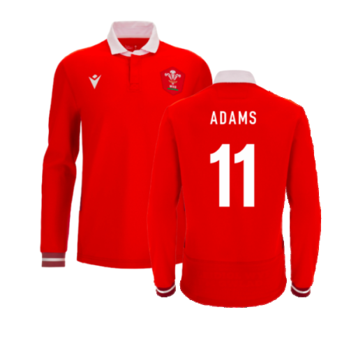 2023-2024 Wales Rugby LS Cotton Home Shirt (Adams 11)