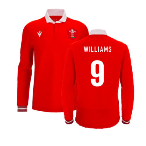 2023-2024 Wales Rugby LS Cotton Home Shirt (Williams 9)