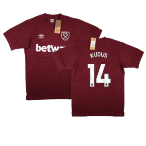 2023-2024 West Ham Leisure Tee (Tawny Port) (Kudus 14)