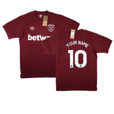 2023-2024 West Ham Leisure Tee (Tawny Port) (Your Name)