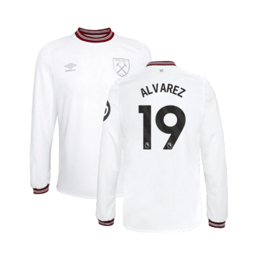 2023-2024 West Ham Long Sleeve Away Shirt (Kids) (ALVAREZ 19)