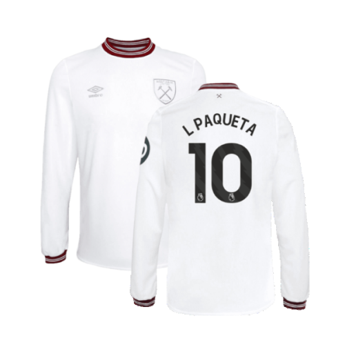 2023-2024 West Ham Long Sleeve Away Shirt (Kids) (L PAQUETA 10)