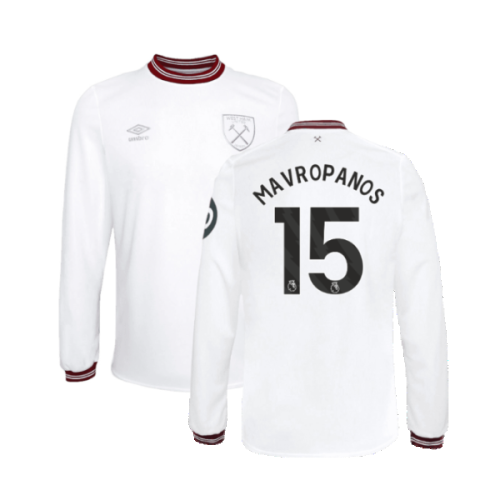 2023-2024 West Ham Long Sleeve Away Shirt (Kids) (Mavropanos 15)