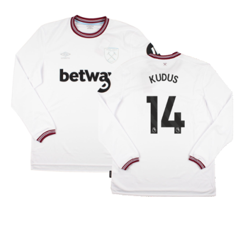 2023-2024 West Ham Long Sleeve Away Shirt (Kudus 14)