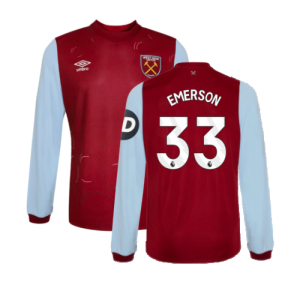 2023-2024 West Ham Long Sleeve Home Shirt (Kids) (EMERSON 33)