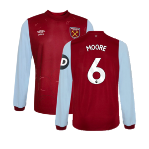 2023-2024 West Ham Long Sleeve Home Shirt (Kids) (MOORE 6)