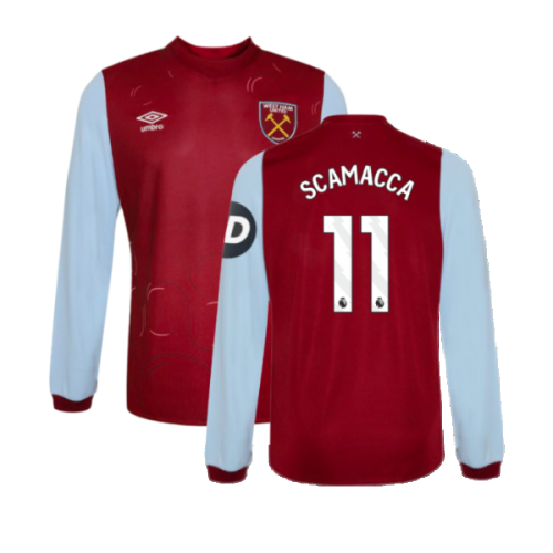 2023-2024 West Ham Long Sleeve Home Shirt (Kids) (SCAMACCA 11)