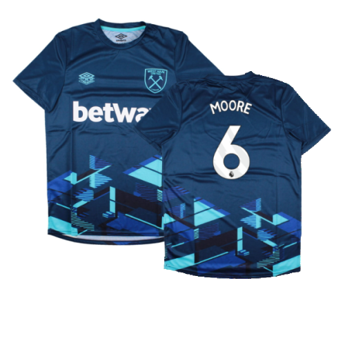 2023-2024 West Ham Warm Up Jersey (Navy) (MOORE 6)