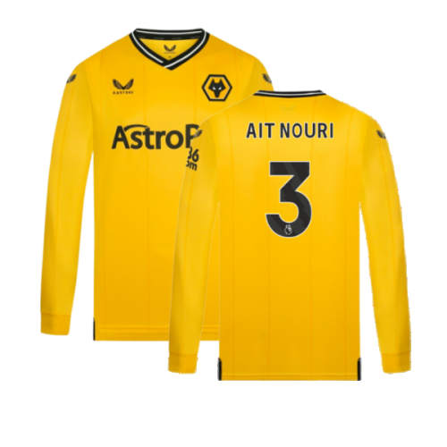 2023-2024 Wolves Long Sleeve Home Shirt (AIT NOURI 3)