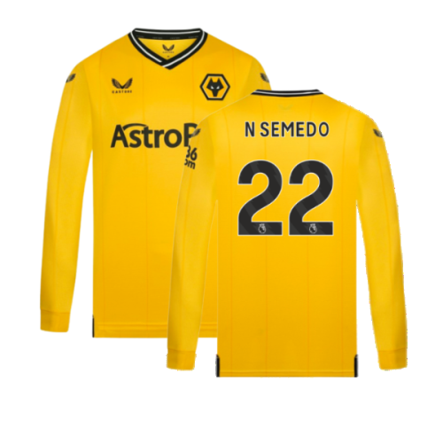 2023-2024 Wolves Long Sleeve Home Shirt (N SEMEDO 22)