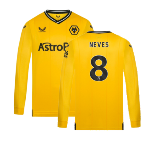 2023-2024 Wolves Long Sleeve Home Shirt (NEVES 8)