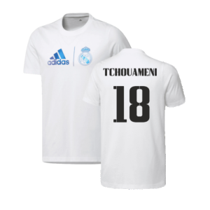 2023 Real Madrid Graphic Tee (White) (TCHOUAMENI 18)