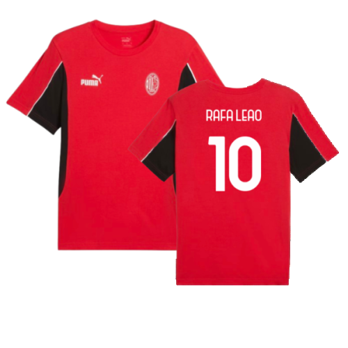 2024-2025 AC Milan FtblArchive Tee (Red) (Rafa Leao 10)