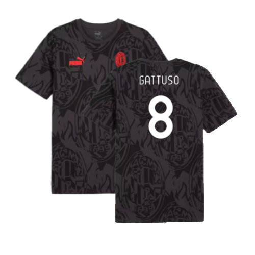 2024-2025 AC Milan ftblCulture Tee AOP (Black) (Gattuso 8)