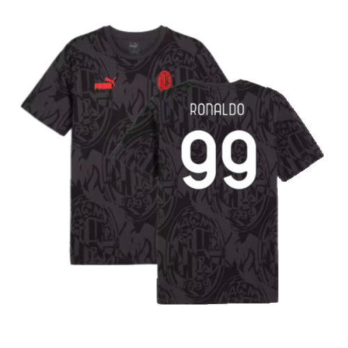 2024-2025 AC Milan ftblCulture Tee AOP (Black) (Ronaldo 99)