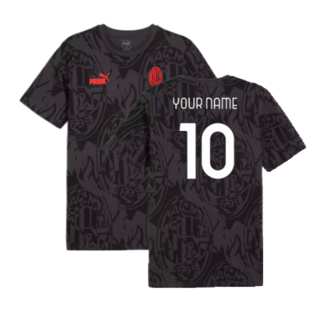 2024-2025 AC Milan ftblCulture Tee AOP (Black) (Your Name)