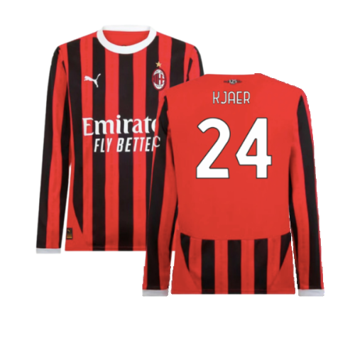 2024-2025 AC Milan Home Long Sleeve Shirt (Kjaer 24)