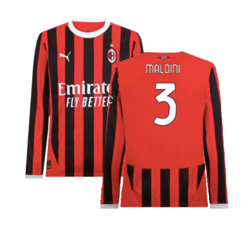 2024-2025 AC Milan Home Long Sleeve Shirt (Maldini 3)